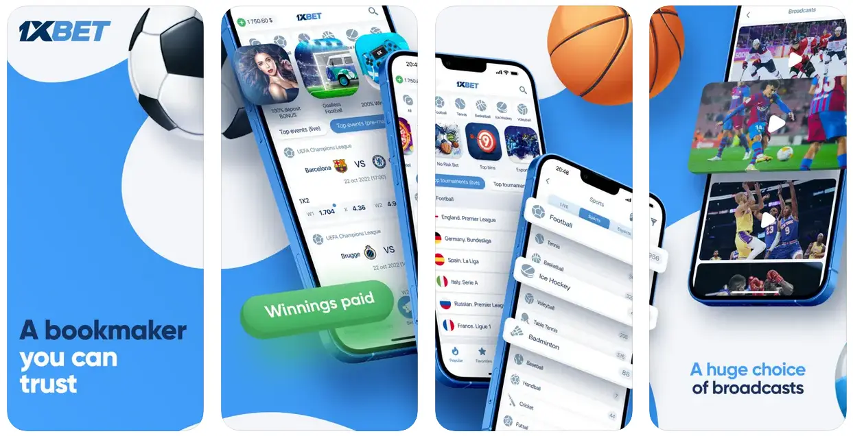 1xBet mobile app on iOS