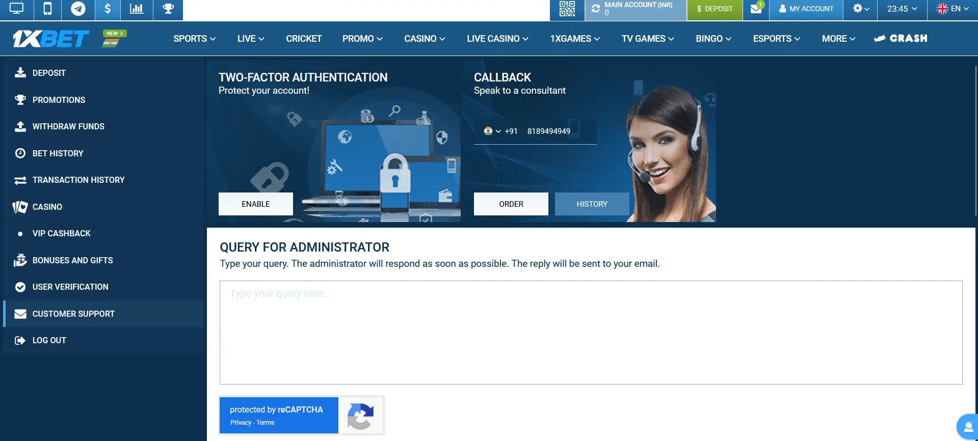 Contacting 1xBet Support