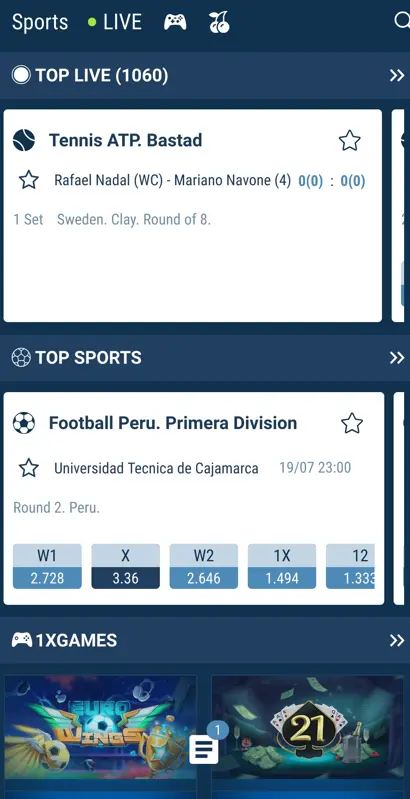 How to place a bet in the 1xBet mobile app on iOS