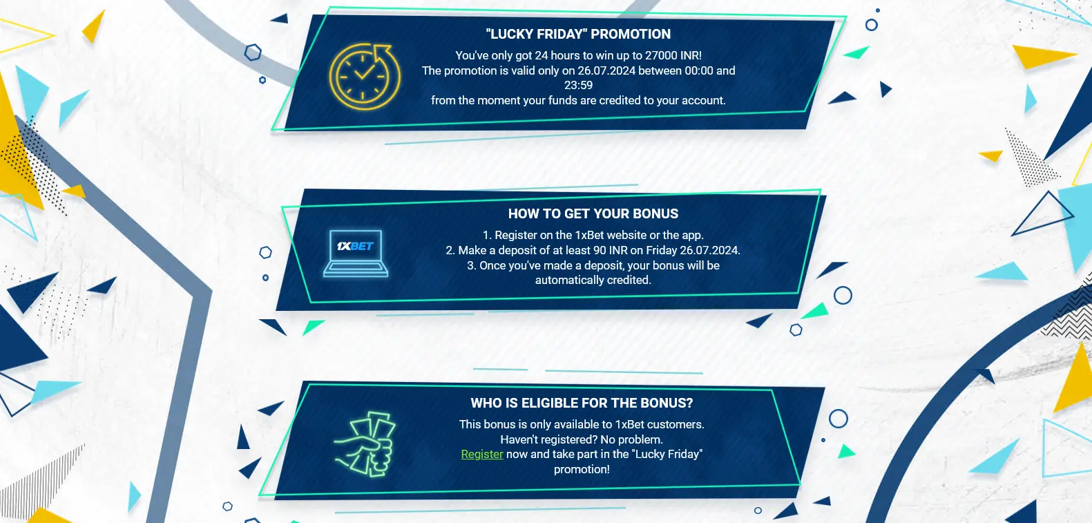 LUCKY FRIDAY promotion rules at 1xBet