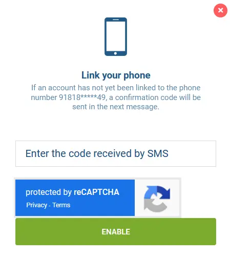 Why no SMS from 1xBet